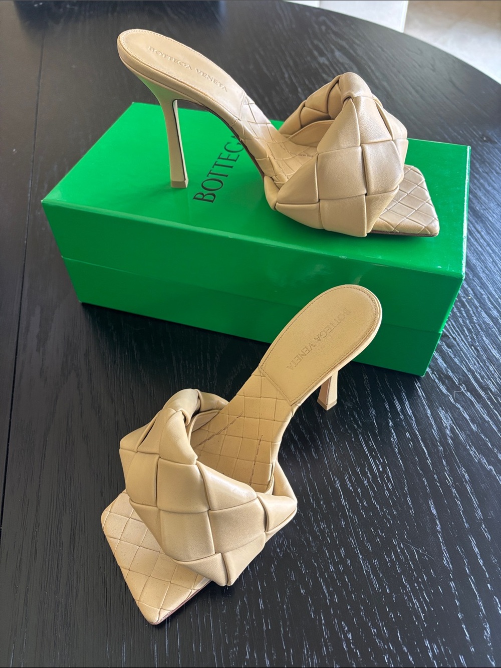 Bottega Veneta Lido Intrecciato Slide Mule Heels